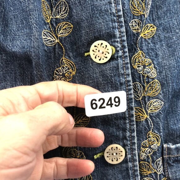 Sigrid Olsen Womens Denim Jean Jacket 12 Embroidered Vintage Button Front Blue - Picture 14 of 14